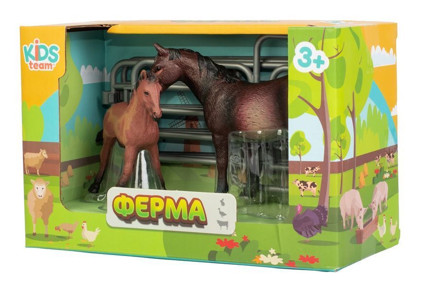 Набір іграшок тварини "Ферма" (Темно-гнідий кінь з лошам) Q9899-X5-2 фото
