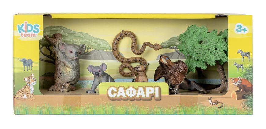 Набір іграшок тварини "Сафарі" (Колала та дитинча, Гремуча Змія, Сурикат, Плащоносна Ящірка) Q9899-C8-1 фото