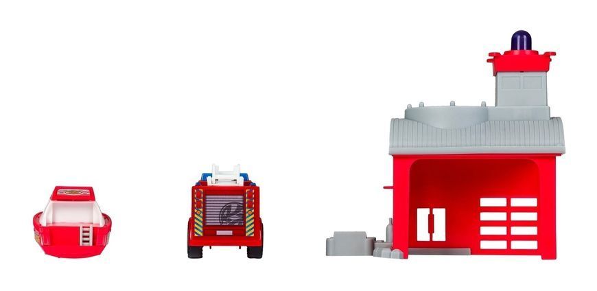 Игровой набор Mini City Playsets - Пожарная часть с двумя машинами. Подсветка, с батарейками 20552 фото