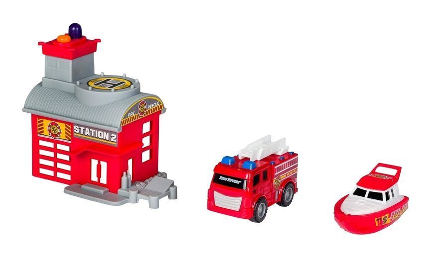 Игровой набор Mini City Playsets - Пожарная часть с двумя машинами. Подсветка, с батарейками 20552 фото