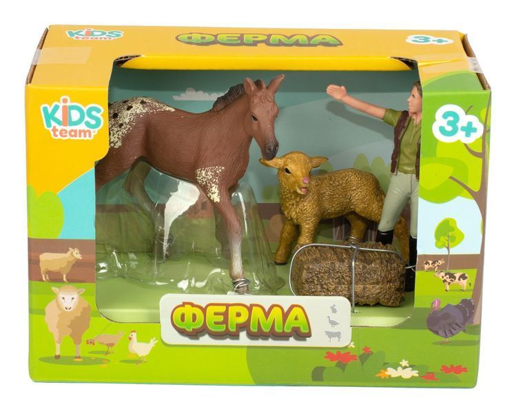 Набір іграшок тварини "Ферма" (лоша, ягня, фермерка) Q9899-T1-2 фото