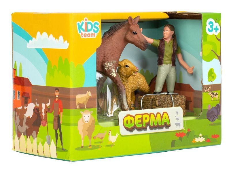 Набір іграшок тварини "Ферма" (лоша, ягня, фермерка) Q9899-T1-2 фото