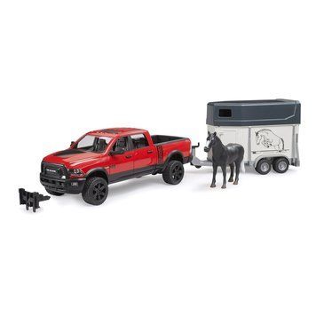 Игрушечная машинка "RAM 2500" с прицепом и лошадкой. 02501 фото