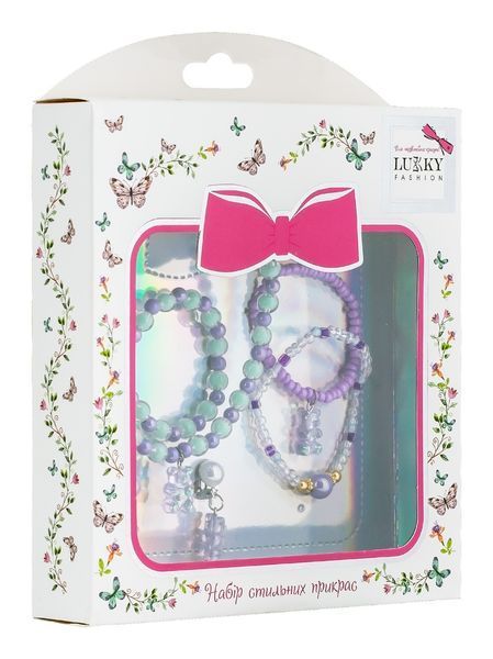 Набір з глазурованих бус Lukky Fashion : намисто, 3 браслети та кліпси для вушок Gummy Bears T24619 фото