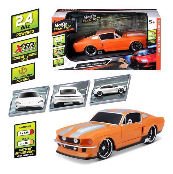 Машинка іграшкова на р/к 1967 Ford Mustang GT, масштаб 1:24 помаранчевий 81520 фото