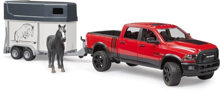 Игрушечная машинка "RAM 2500" с прицепом и лошадкой. 02501 фото
