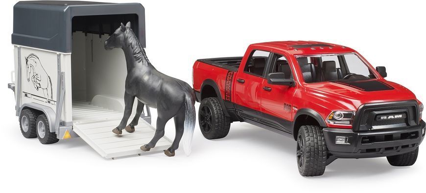 Игрушечная машинка "RAM 2500" с прицепом и лошадкой. 02501 фото