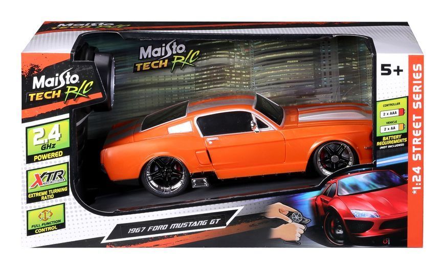 Машинка іграшкова на р/к 1967 Ford Mustang GT, масштаб 1:24 помаранчевий 81520 фото