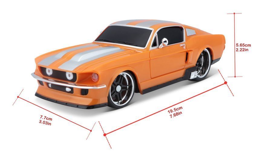 Машинка іграшкова на р/к 1967 Ford Mustang GT, масштаб 1:24 помаранчевий 81520 фото