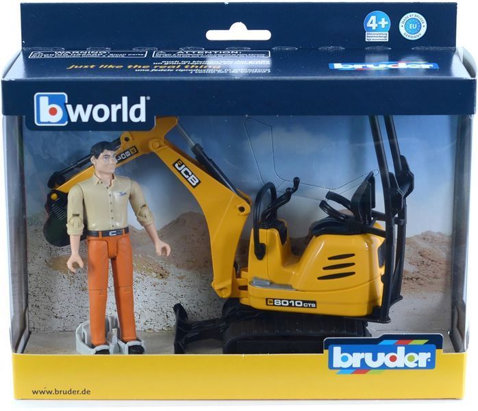 Іграшковий мікро-екскаватор "JCB 8010 CTS" та фігурка 62002 фото