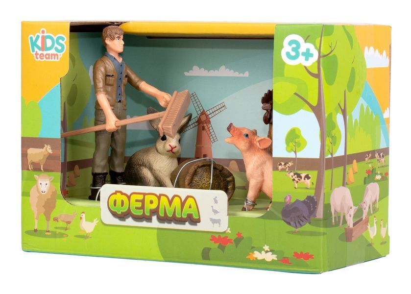 Набор игрушек-животных "Фермерские" (фермер, петух, кролик, поросенок) Q9899-T7-5 фото