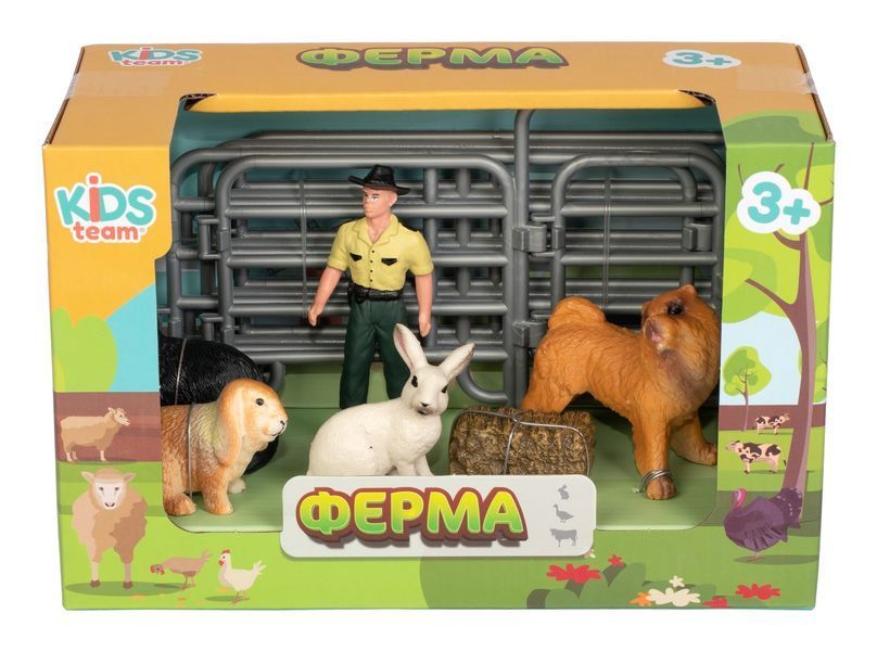 Набір іграшок тварини "Ферма"(фермер, собака, кіт та кролики) Q9899-X13-3 фото