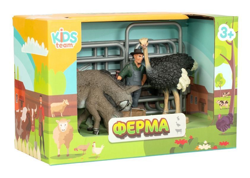 Набор игрушек-животных "Фермерские" (фермер, индюк, ослик, осел) Q9899-X20-4 фото