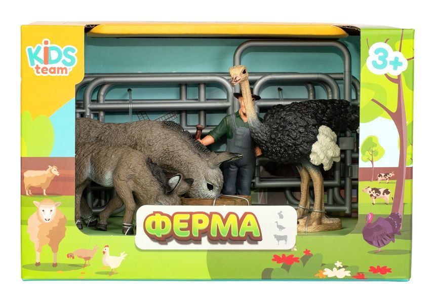 Набор игрушек-животных "Фермерские" (фермер, индюк, ослик, осел) Q9899-X20-4 фото