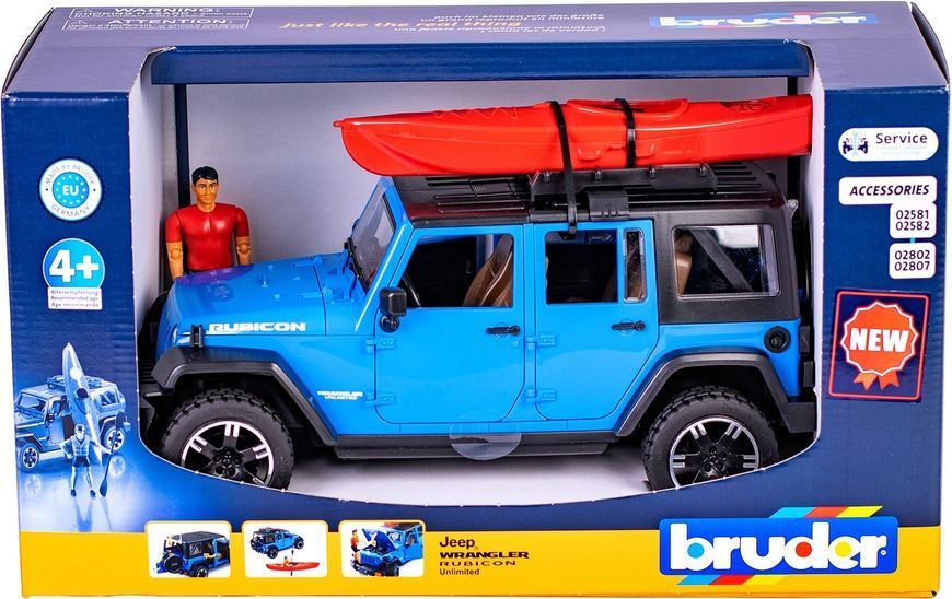 Іграшковий автомобіль "Jeep Wrangler Rubicon Unlimited" з каяком та фігуркою 02529 фото