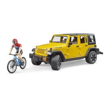 Іграшковий автомобіль "Jeep Wrangler Rubicon" з фігуркою велосипедиста на гірському велосипеді 02543 фото