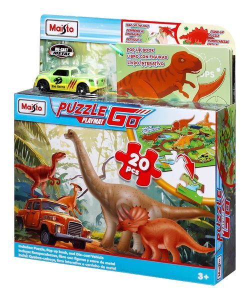 Набір пазлів "Dino Adventure" 30 шт з машинкою та книжкою 12679 фото