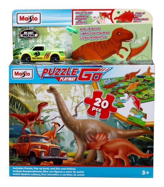 Набір пазлів "Dino Adventure" 30 шт з машинкою та книжкою 12679 фото