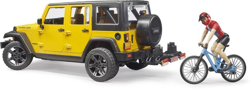 Игрушечная машина "Jeep Wrangler Rubicon" с фигуркой велосипедиста на горном велосипеде. 02543 фото