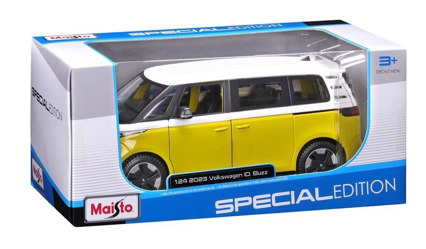 Автомодель в масштабі 1:24 - 2023 Volkswagen ID. Buzz 32914 white-yellow фото