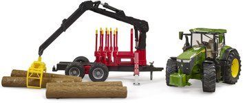 Игрушечный трактор &laquo;John Deere 7R 350&raquo; с прицепом-лесовозом с манипулятором и бревнами 03154 фото