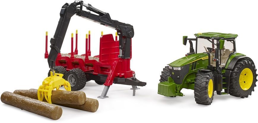 Іграшковий трактор "John Deere 7R 350" з причепом-лісовозом з маніпулятором та колодами 03154 фото