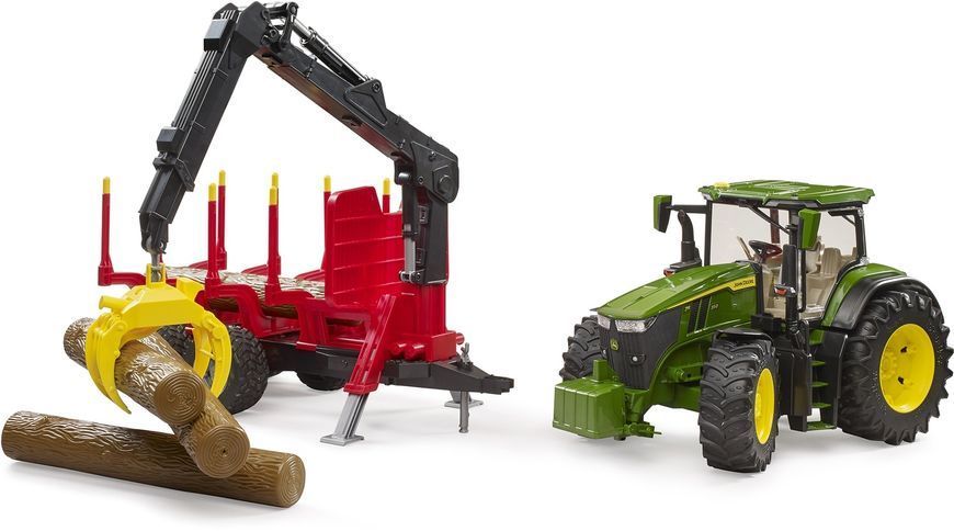Іграшковий трактор "John Deere 7R 350" з причепом-лісовозом з маніпулятором та колодами 03154 фото