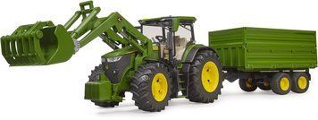 Игрушечный трактор &laquo;John Deere 7R 350&raquo; с передним погрузчиком и прицепом 03155 фото