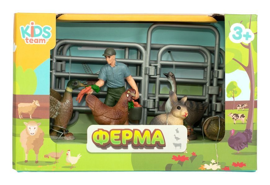 Набір іграшок тварини "Ферма" (фермер, качка, гуска, курка, кролик) Q9899-X14-2 фото