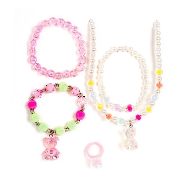 Набір перлинного намиста з підвіскою Jelly Bear, з каблучкою та 3 браслетами, Lukky Fashion T24623 фото