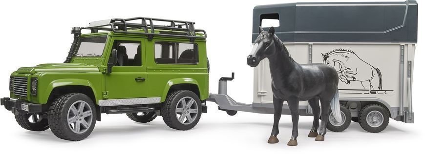 Игрушечная машина "Land Rover Defender" с прицепом для перевозки лошадей и лошадей 02592 фото