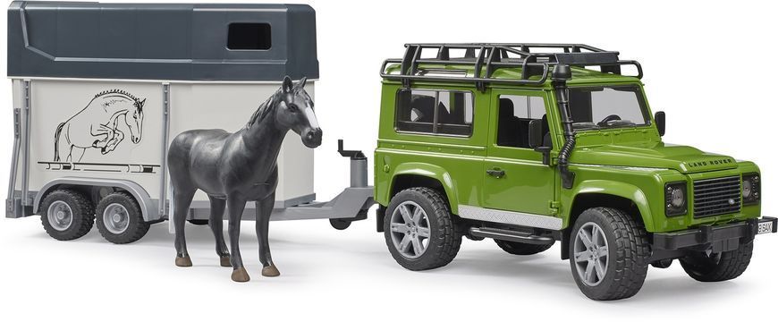Игрушечная машина "Land Rover Defender" с прицепом для перевозки лошадей и лошадей 02592 фото