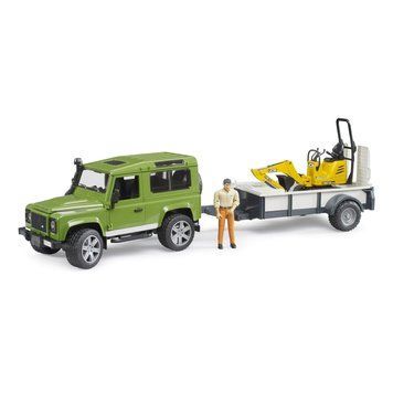 Іграшковий автомобіль "Land Rover Defender" з причіпом, мікро-екскаватором "JCB" та фігуркою 02593 фото