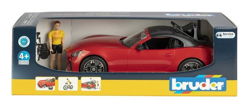 Игрушечный автомобиль &laquo;Roadster Bruder&raquo; с велосипедом и фигуркой 03485 фото