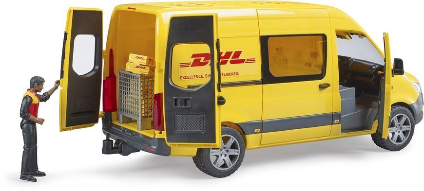Іграшковий автомобіль "MB Sprinter" кур'єрської служби DHL з фігуркою та асксесуарами 02671 фото