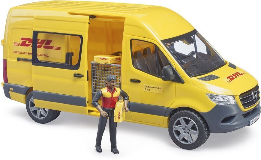 Іграшковий автомобіль "MB Sprinter" кур'єрської служби DHL з фігуркою та асксесуарами 02671 фото