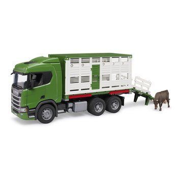 Игрушечная машина "Scania Super 560R" для перевозки животных с коровой. 03548 фото
