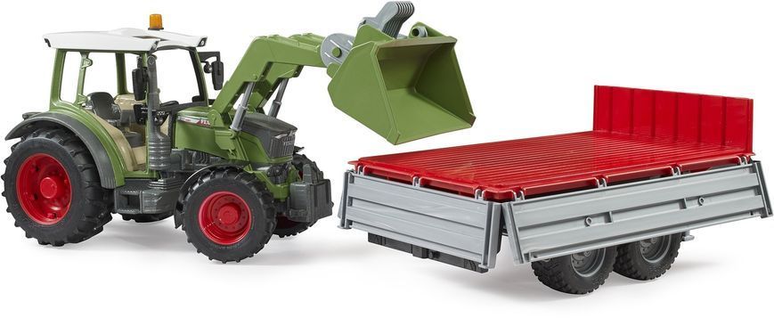 Игрушечный трактор "Fendt Vario 211" с фронтальным погрузчиком и прицепом. 02182 фото