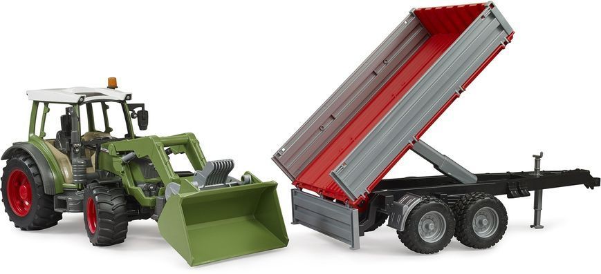 Игрушечный трактор "Fendt Vario 211" с фронтальным погрузчиком и прицепом. 02182 фото