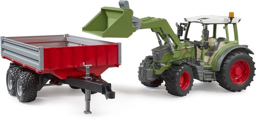 Игрушечный трактор "Fendt Vario 211" с фронтальным погрузчиком и прицепом. 02182 фото