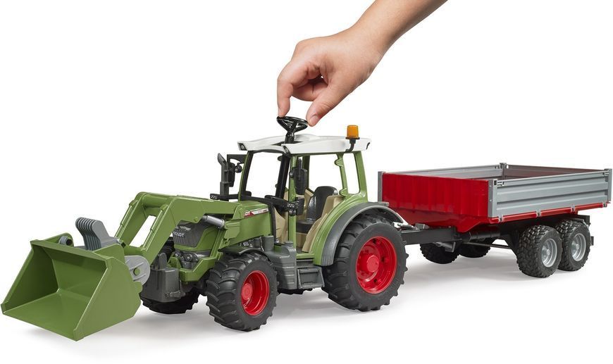 Игрушечный трактор "Fendt Vario 211" с фронтальным погрузчиком и прицепом. 02182 фото
