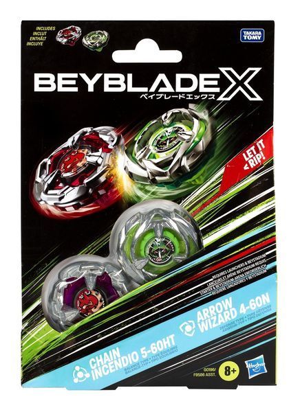 Набор из двух дзиг Beyblade X: Chain Incendio и Arrow Wizard F9586-G0196 фото